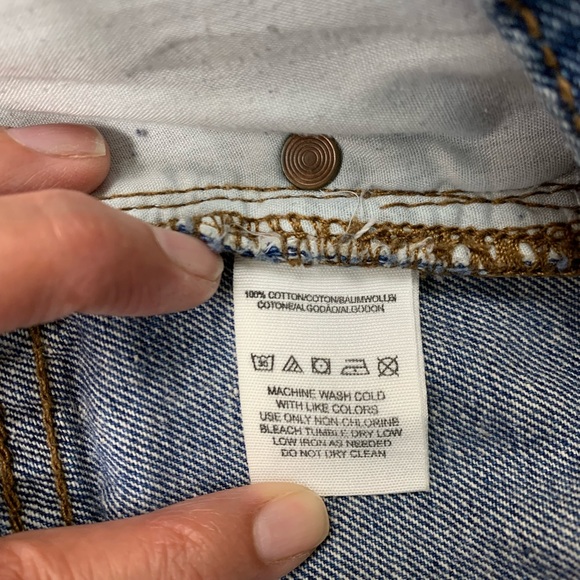 Free People Jean Shorts Denim Distressed Raw Hem Frayed Pockets Blue Size 25 - Picture 5 of 6